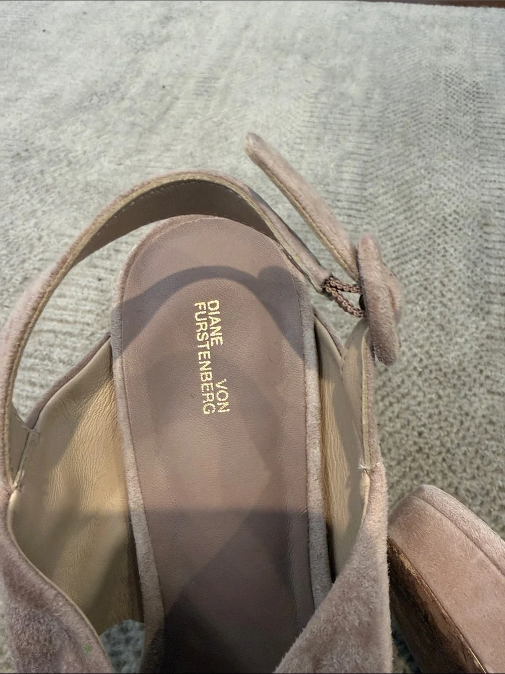Diane Von Furstenberg Beige Suede Knot Platform Sandals